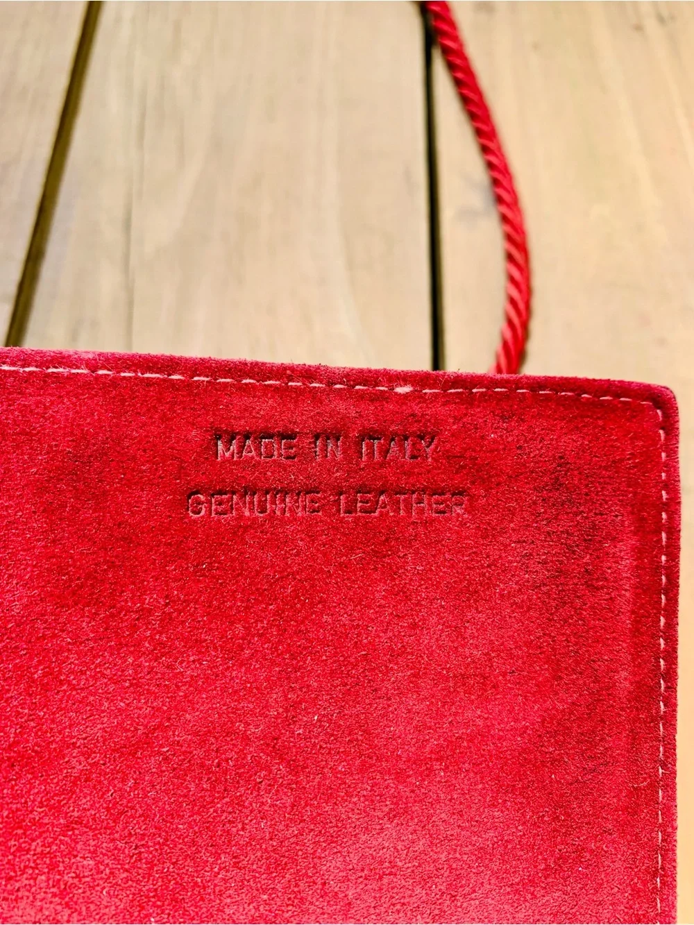 Red Suede Crossbody Bag with Gloss Accent